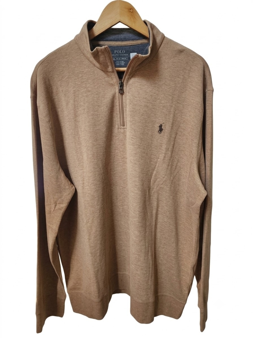 Polo Ralph Lauren Men’s Beige Jersey Quarter-Zip Pullover XL